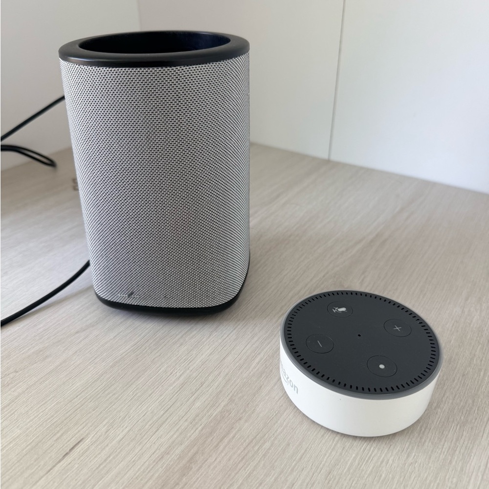 Amazon Echo Dot Smart Speaker Bundle — White Body with Black Top